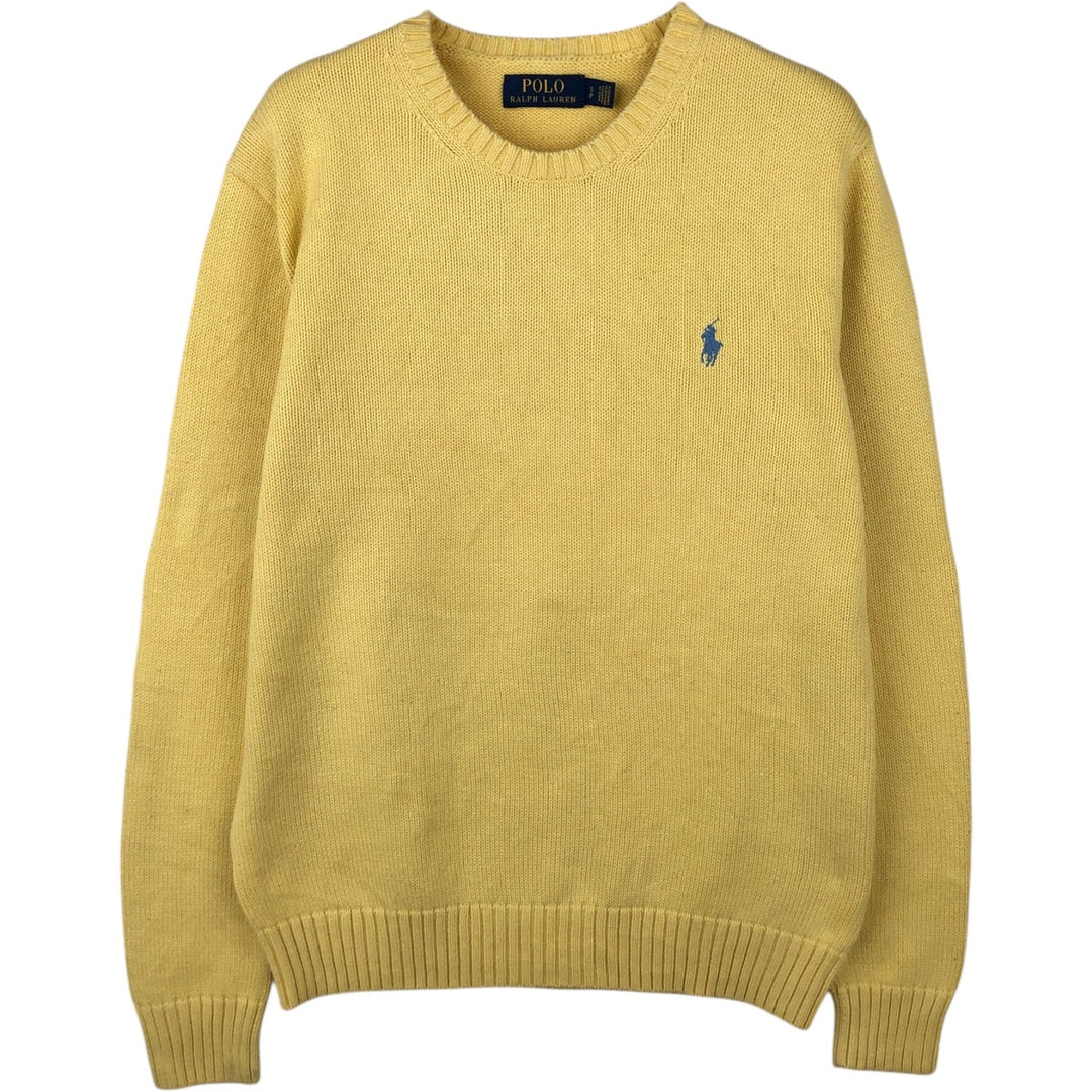 Ralph Lauren POLO RALPH LAUREN cotton knit sweater, men's size M cotton yellow type Vintage Second Hand