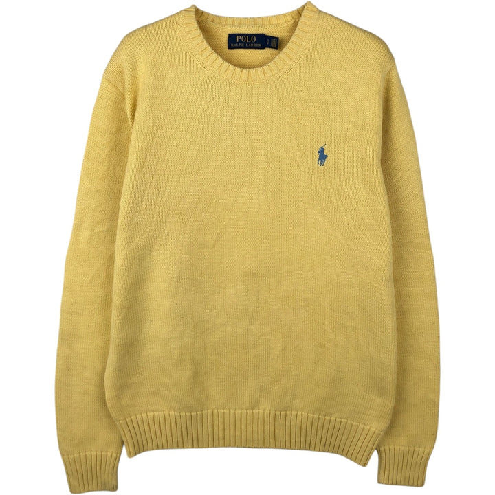 Ralph Lauren POLO RALPH LAUREN cotton knit sweater, men's size M cotton yellow type Vintage Second Hand