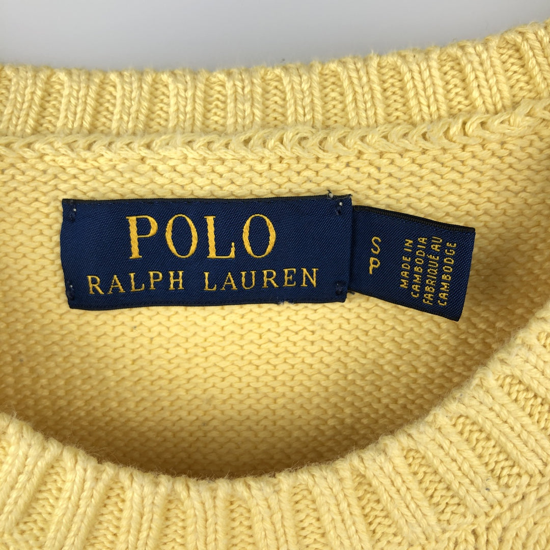 Ralph Lauren POLO RALPH LAUREN cotton knit sweater, men's size M cotton yellow type Vintage Second Hand