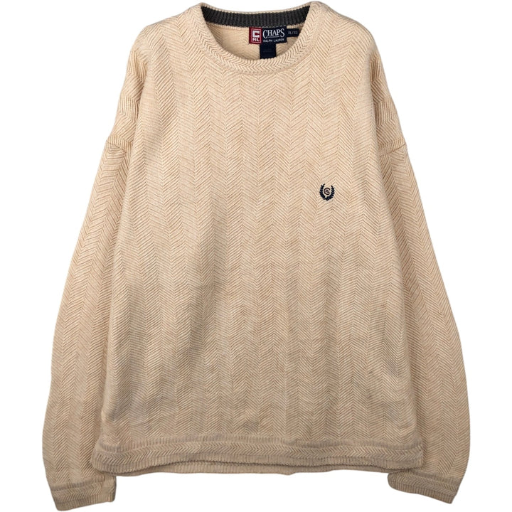 Ralph Lauren CHAPS Herringbone Cotton Knit Sweater Men's XL cotton Beige type Vintage Second Hand