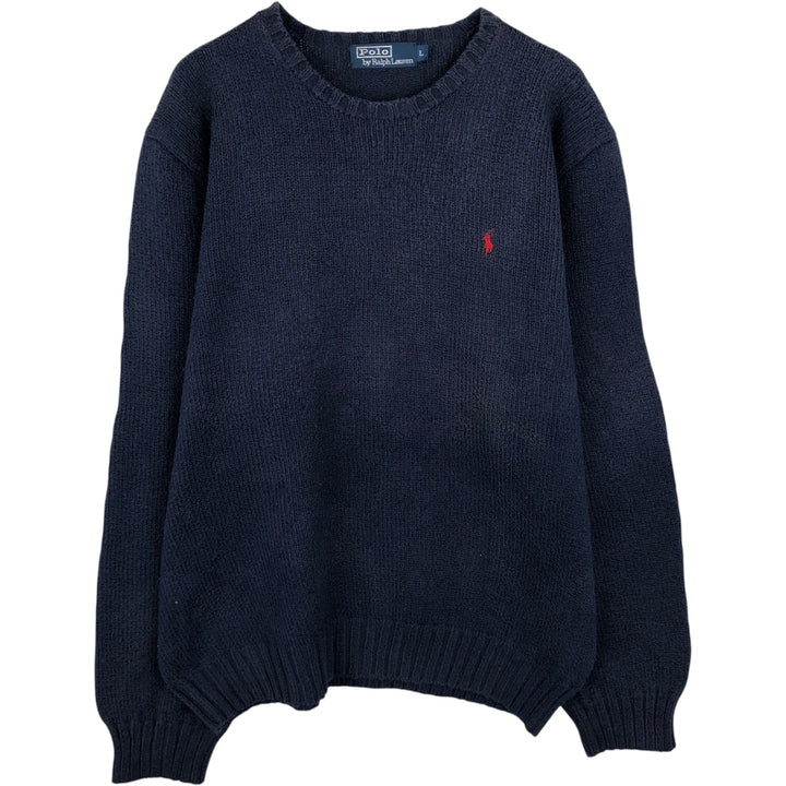 Ralph Lauren POLO by Ralph Lauren Cotton Knit Sweater Men's L size cotton navy blue type Vintage Second Hand