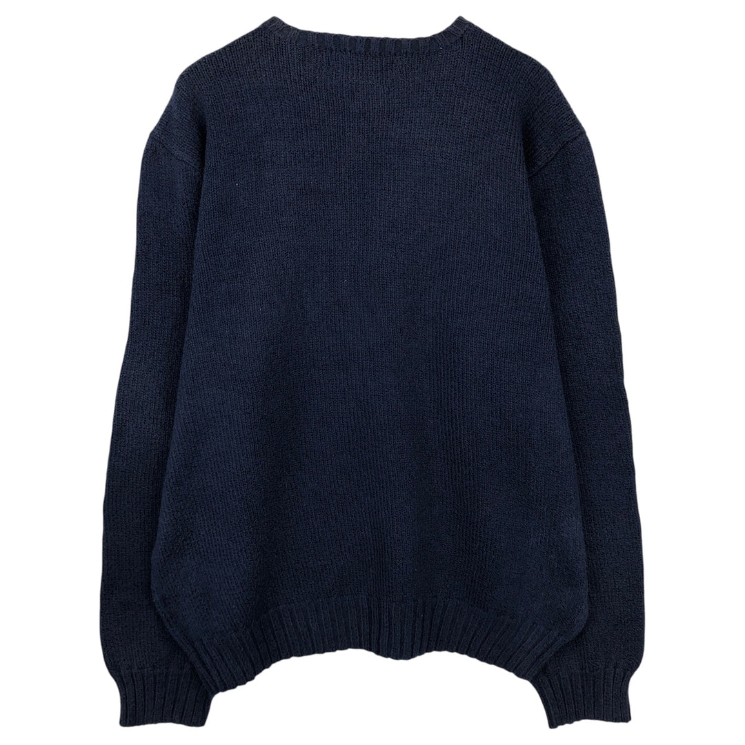 Ralph Lauren POLO by Ralph Lauren Cotton Knit Sweater Men's L size cotton navy blue type Vintage Second Hand