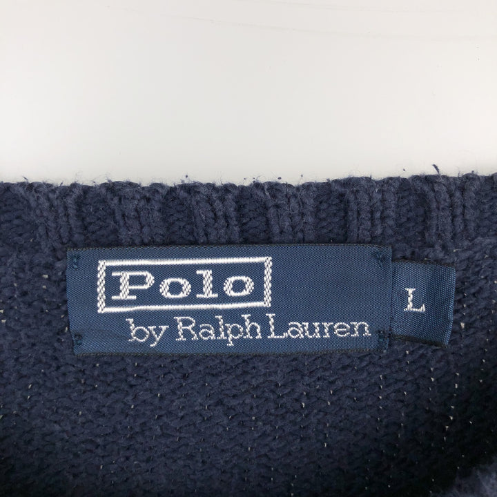 Ralph Lauren POLO by Ralph Lauren Cotton Knit Sweater Men's L size cotton navy blue type Vintage Second Hand