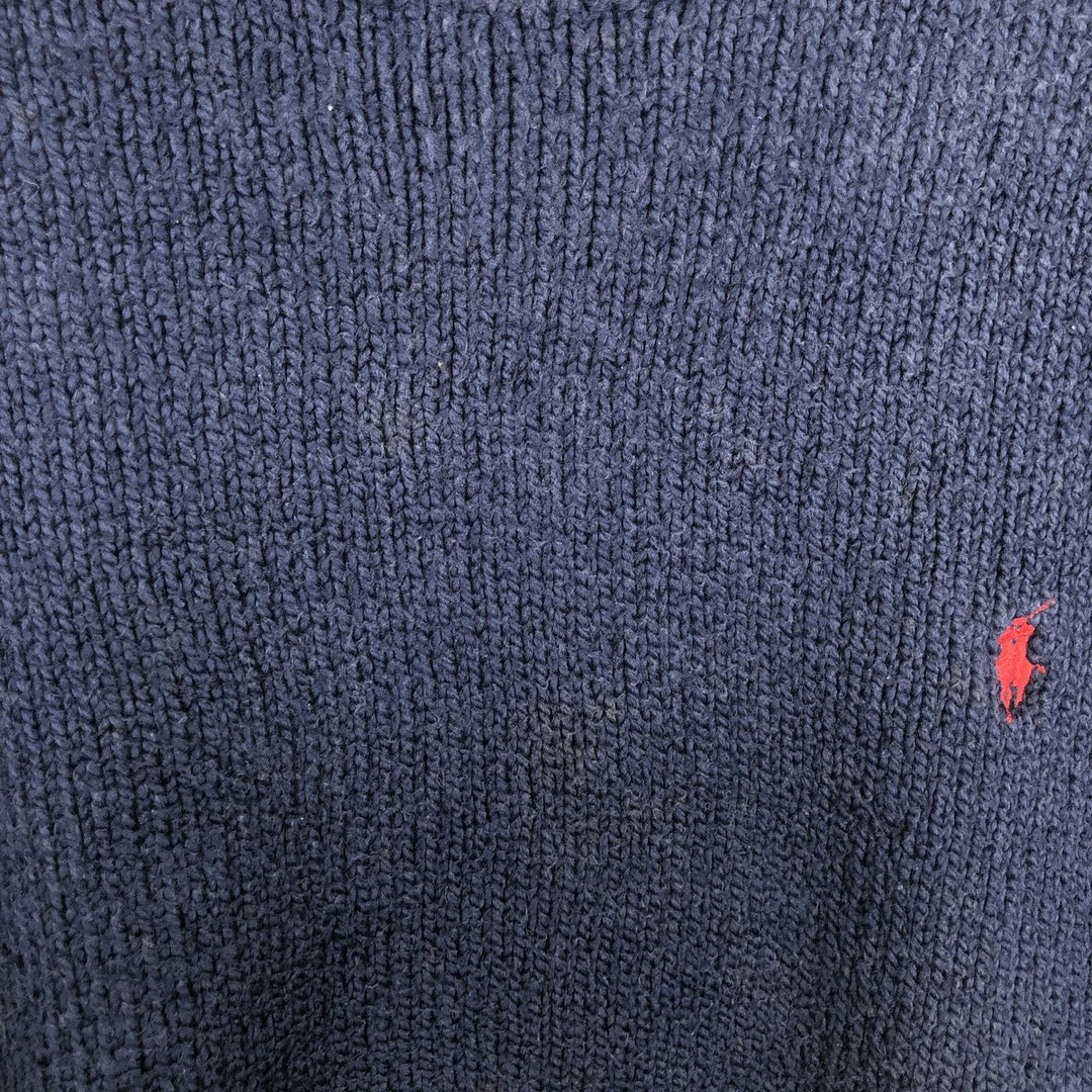 Ralph Lauren POLO by Ralph Lauren Cotton Knit Sweater Men's L size cotton navy blue type Vintage Second Hand