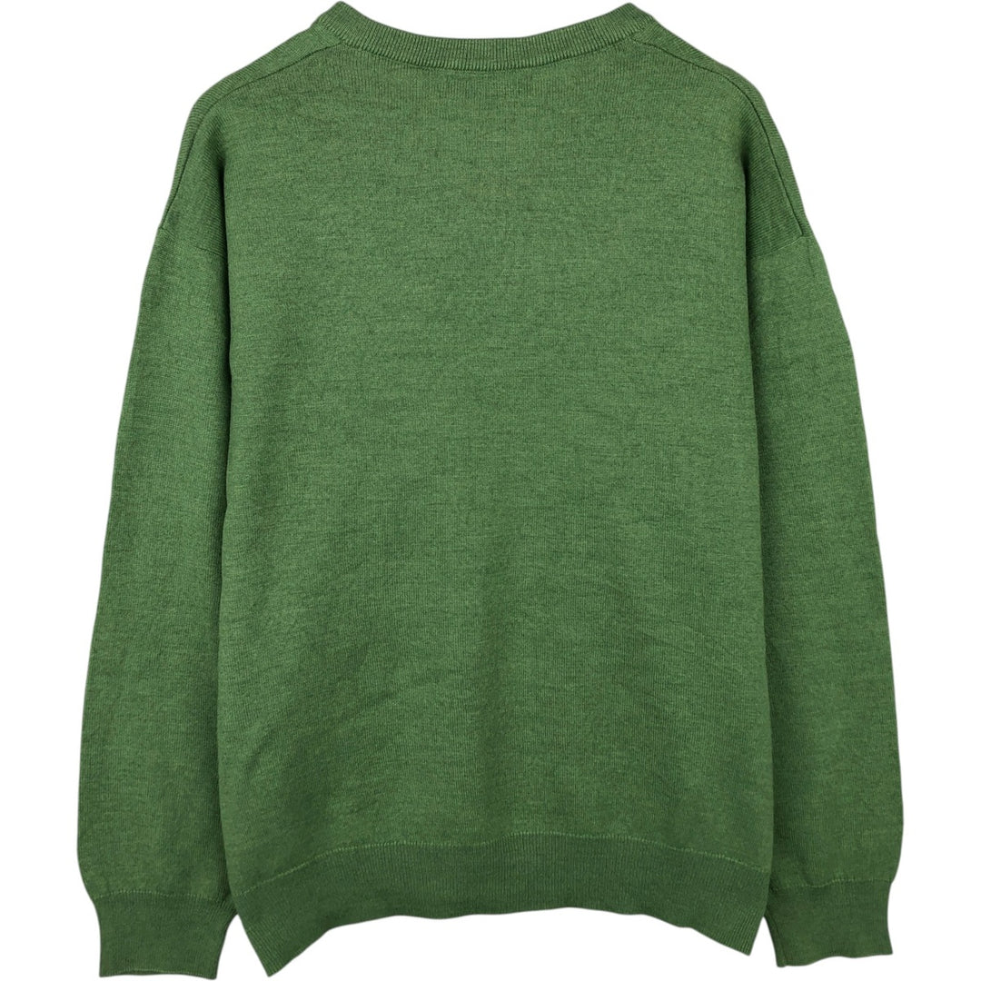 Burberry's London V-neck merino wool knit sweater, size L, men's Merino wool green type yellow green Vintage Second Hand