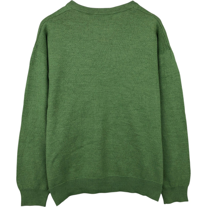 Burberry's London V-neck merino wool knit sweater, size L, men's Merino wool green type yellow green Vintage Second Hand