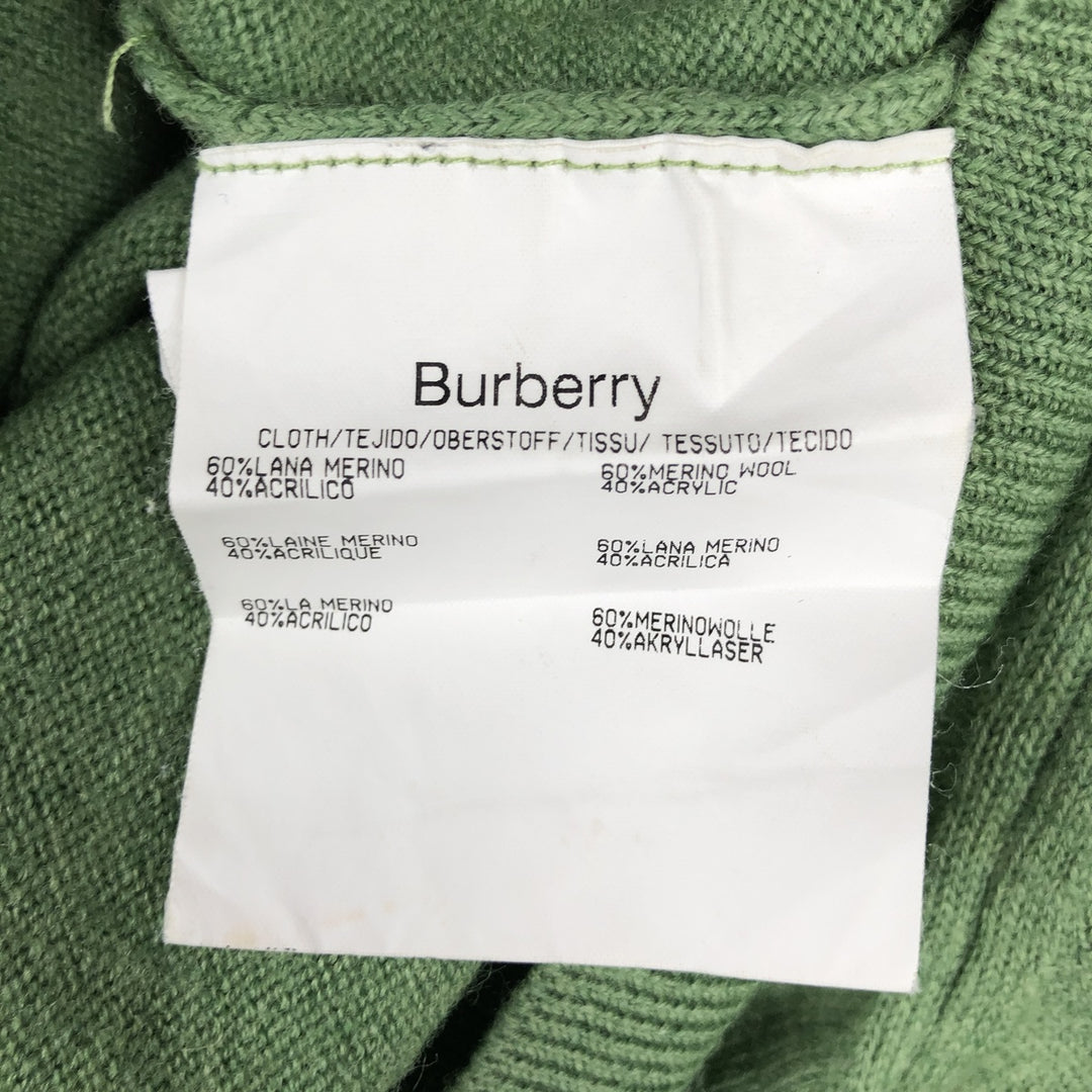 Burberry's London V-neck merino wool knit sweater, size L, men's Merino wool green type yellow green Vintage Second Hand