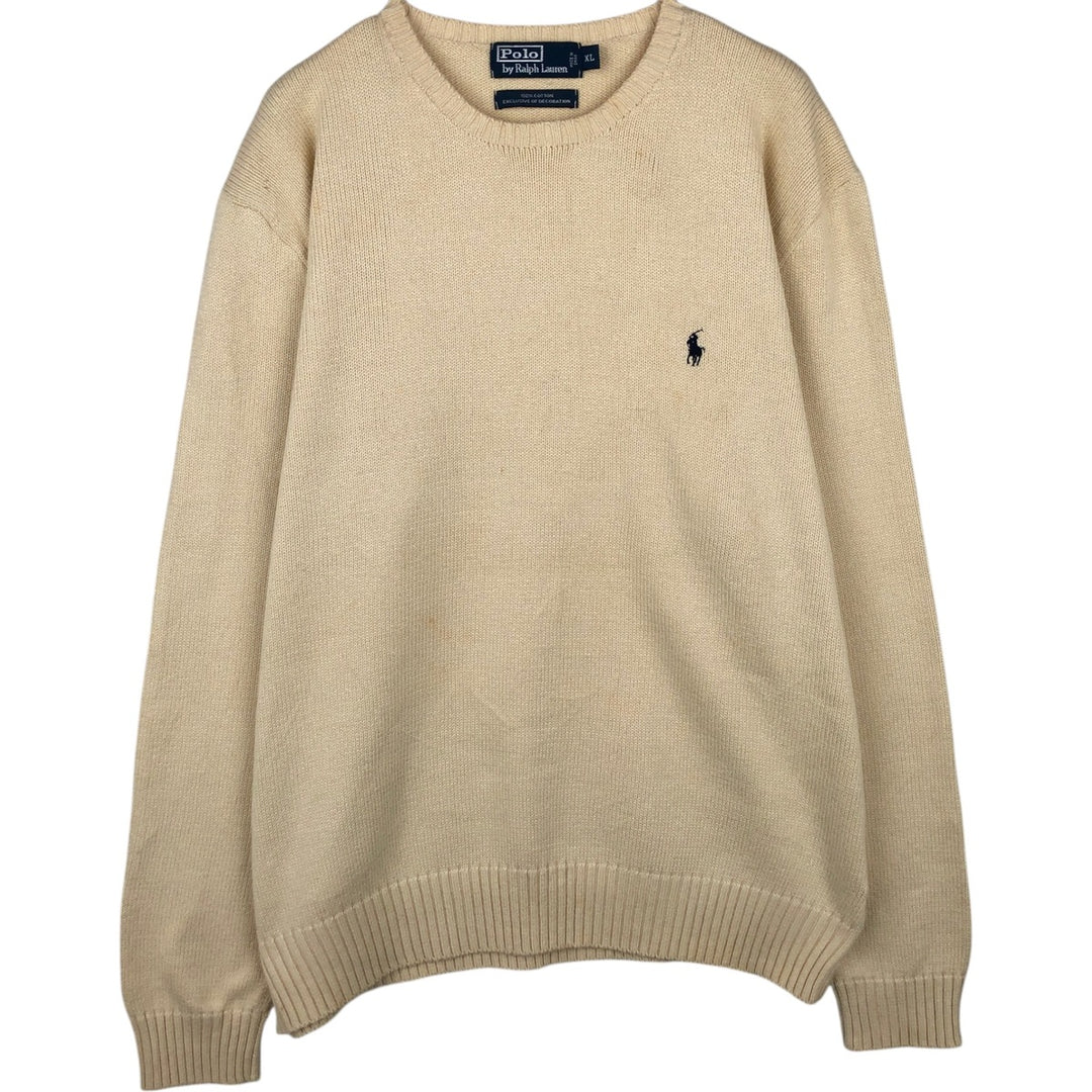 Ralph Lauren POLO by Ralph Lauren Cotton Knit Sweater Men's XL cotton ivory Vintage Second Hand