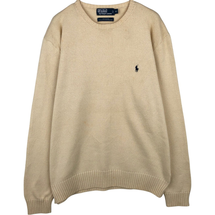 Ralph Lauren POLO by Ralph Lauren Cotton Knit Sweater Men's XL cotton ivory Vintage Second Hand