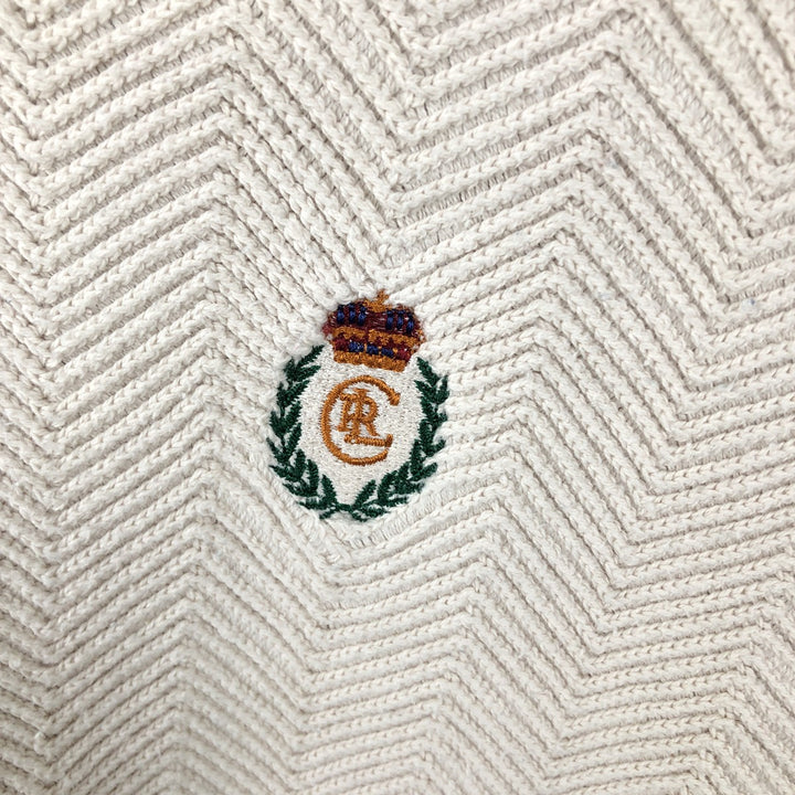 Ralph Lauren CHAPS Herringbone Cotton Knit Sweater Men's XL cotton pale white type Vintage Second Hand
