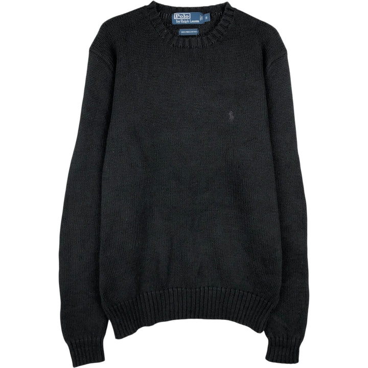 Ralph Lauren POLO by Ralph Lauren Cotton Knit Sweater Men's S Pima Cotton black type Vintage Second Hand