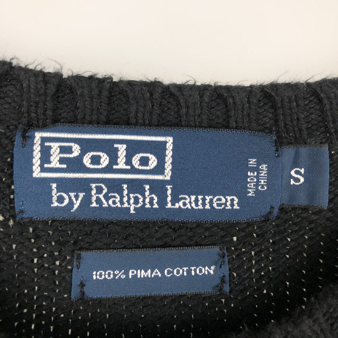 Ralph Lauren POLO by Ralph Lauren Cotton Knit Sweater Men's S Pima Cotton black type Vintage Second Hand