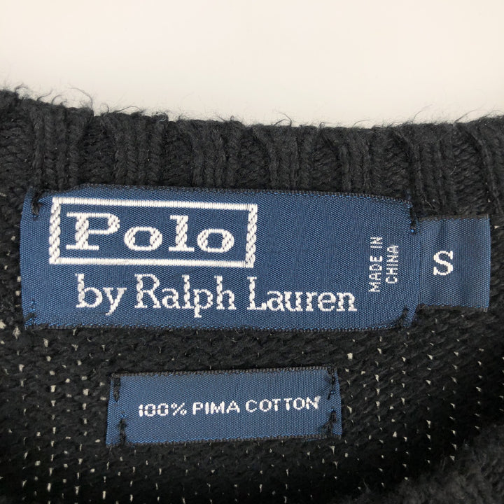 Ralph Lauren POLO by Ralph Lauren Cotton Knit Sweater Men's S Pima Cotton black type Vintage Second Hand