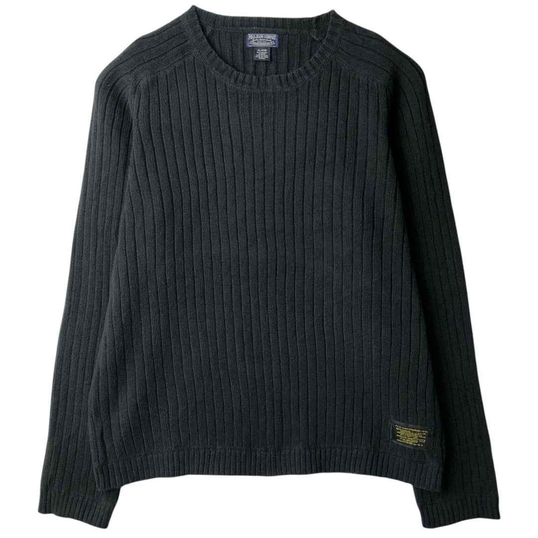 2000'S Ralph Lauren POLO JEANS COMPANY Ribbed Cotton Knit Sweater, Men's Size XL (approx.) cotton black type Vintage Second Hand