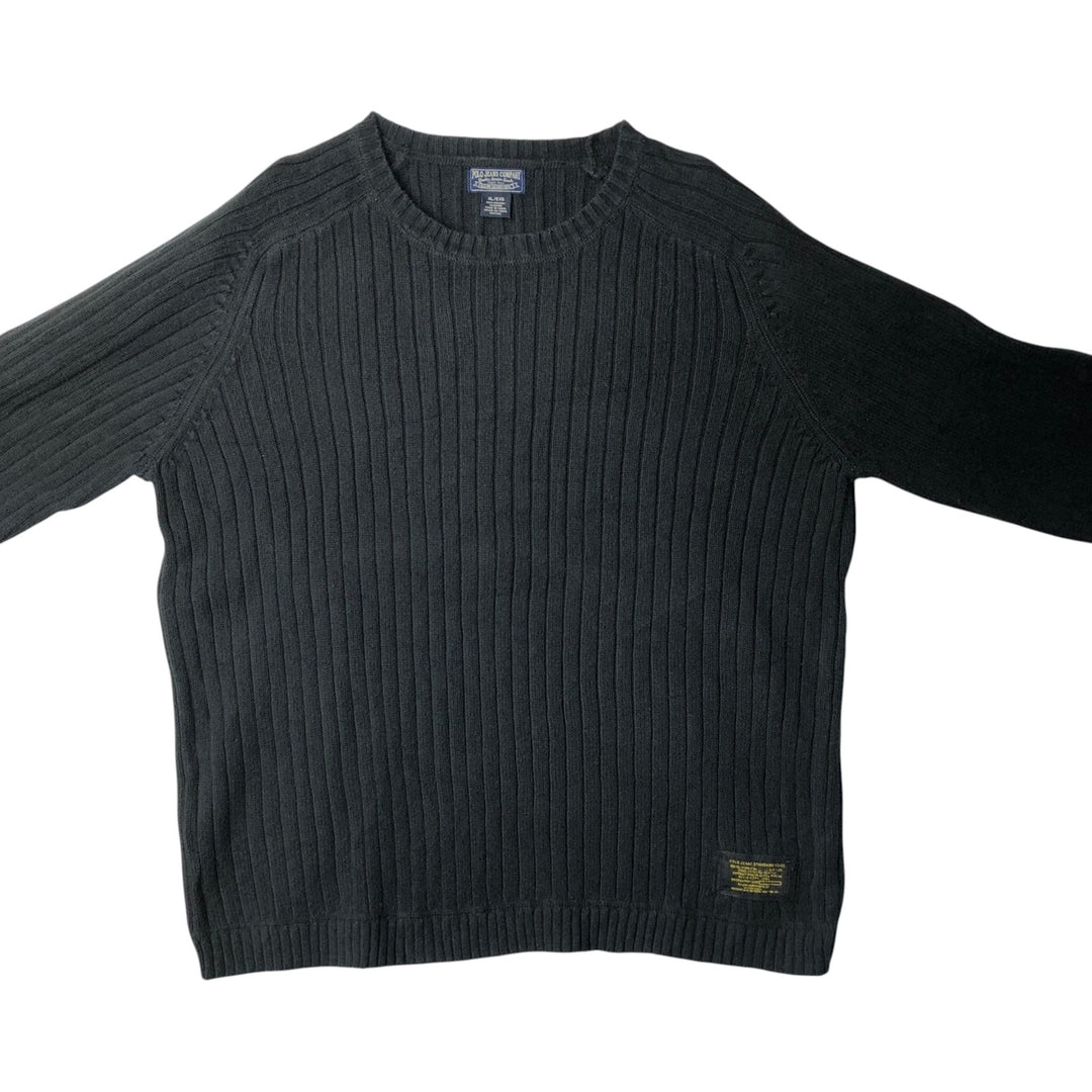 2000'S Ralph Lauren POLO JEANS COMPANY Ribbed Cotton Knit Sweater, Men's Size XL (approx.) cotton black type Vintage Second Hand
