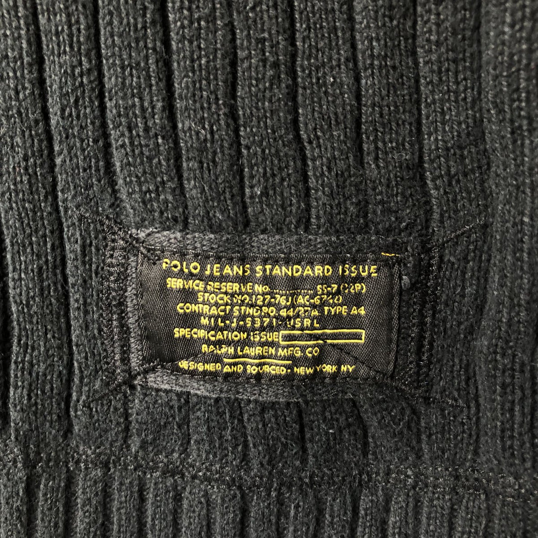 2000'S Ralph Lauren POLO JEANS COMPANY Ribbed Cotton Knit Sweater, Men's Size XL (approx.) cotton black type Vintage Second Hand