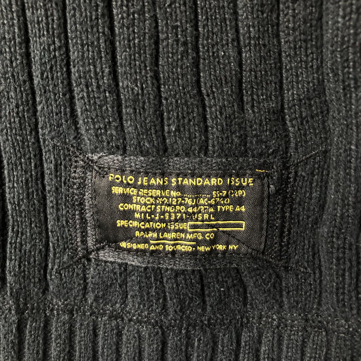 2000'S Ralph Lauren POLO JEANS COMPANY Ribbed Cotton Knit Sweater, Men's Size XL (approx.) cotton black type Vintage Second Hand