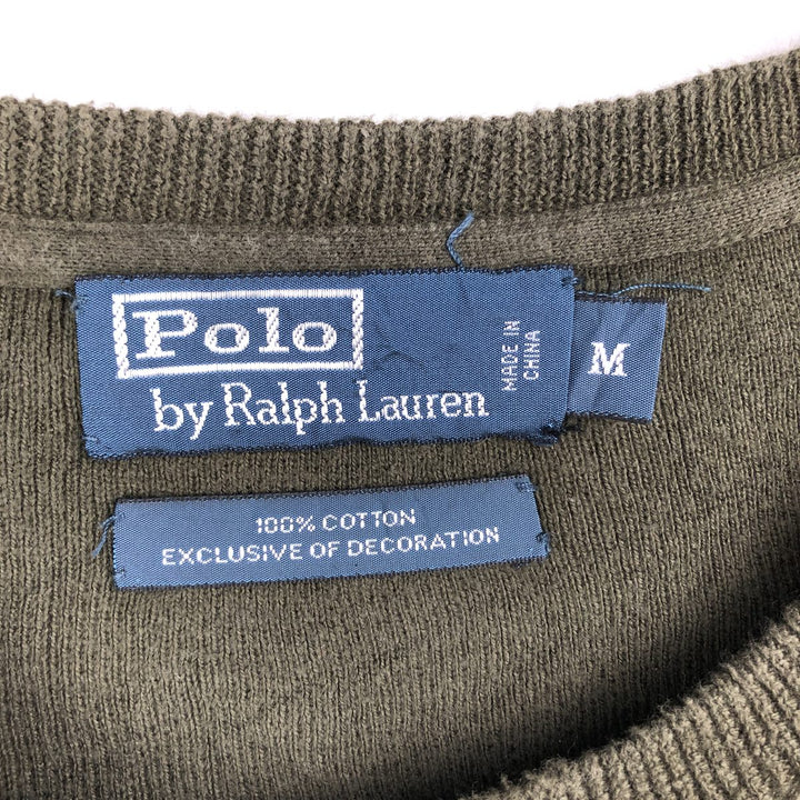 Ralph Lauren POLO by Ralph Lauren Cotton Knit Sweater Men's M Size cotton Green type dark green Vintage Second Hand
