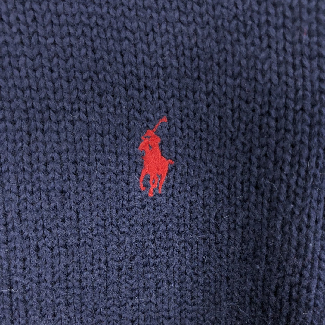 Ralph Lauren POLO by Ralph Lauren Cotton Knit Sweater Men's L size cotton navy blue type Vintage Second Hand