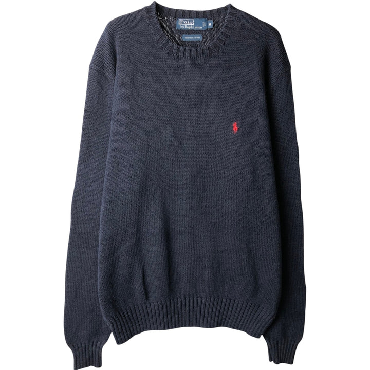 Ralph Lauren POLO by Ralph Lauren Pima cotton knit sweater, men's size M Pima Cotton navy blue type Vintage Second Hand