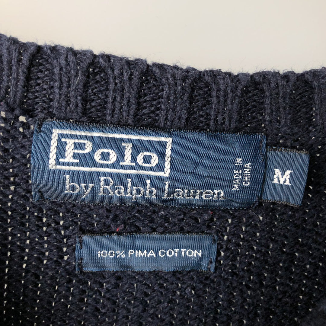 Ralph Lauren POLO by Ralph Lauren Pima cotton knit sweater, men's size M Pima Cotton navy blue type Vintage Second Hand