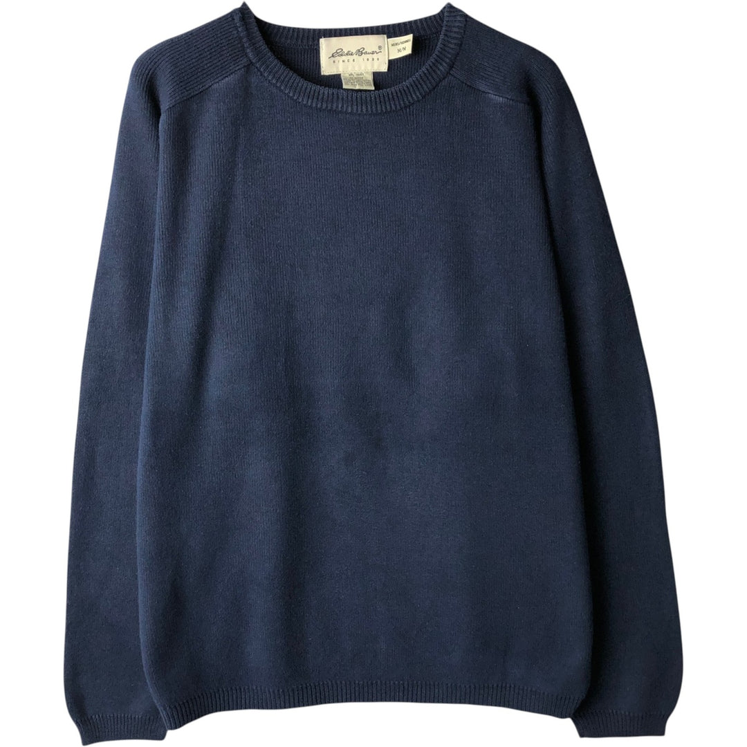 2000'S Eddie Bauer cotton knit sweater, men's size M cotton Navy blue Vintage Second Hand