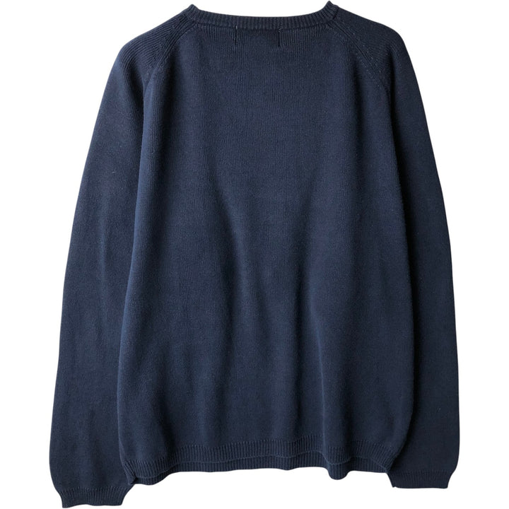 2000'S Eddie Bauer cotton knit sweater, men's size M cotton Navy blue Vintage Second Hand