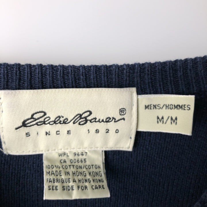2000'S Eddie Bauer cotton knit sweater, men's size M cotton Navy blue Vintage Second Hand