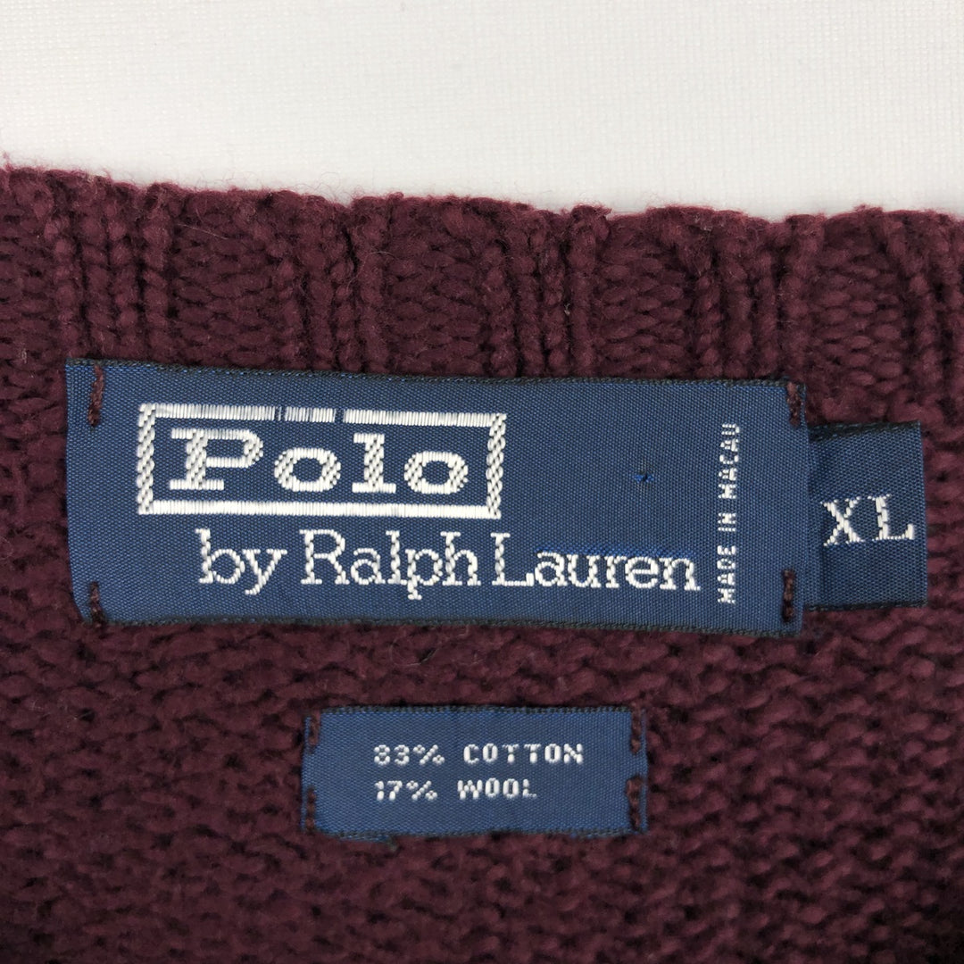 Ralph Lauren POLO by Ralph Lauren Cotton Knit Sweater Men's XL cotton wine-red Vintage Second Hand