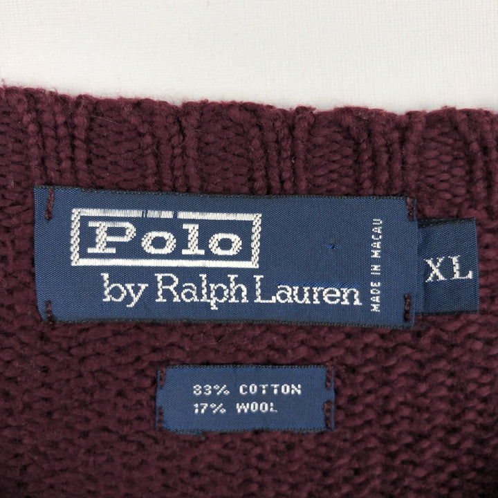 Ralph Lauren POLO by Ralph Lauren Cotton Knit Sweater Men's XL cotton wine-red Vintage Second Hand