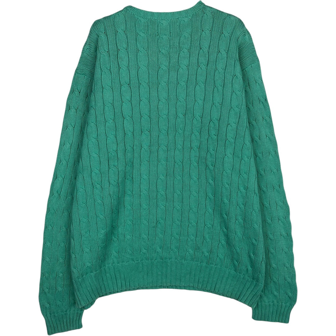 Ralph Lauren POLO by Ralph Lauren Cable Knit Cotton Sweater Men's XL cotton Mint green Vintage Second Hand