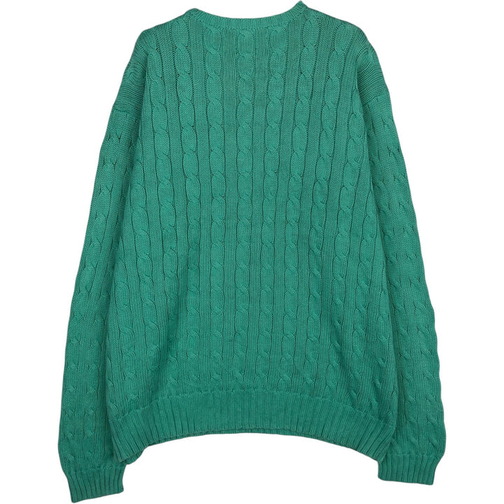 Ralph Lauren POLO by Ralph Lauren Cable Knit Cotton Sweater Men's XL cotton Mint green Vintage Second Hand