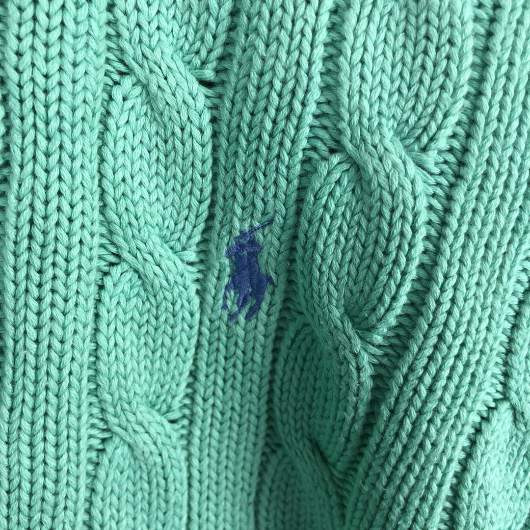 Ralph Lauren POLO by Ralph Lauren Cable Knit Cotton Sweater Men's XL cotton Mint green Vintage Second Hand