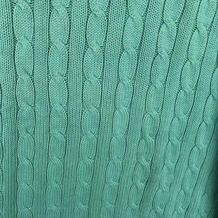 Ralph Lauren POLO by Ralph Lauren Cable Knit Cotton Sweater Men's XL cotton Mint green Vintage Second Hand
