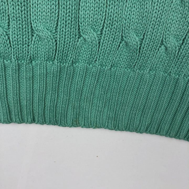 Ralph Lauren POLO by Ralph Lauren Cable Knit Cotton Sweater Men's XL cotton Mint green Vintage Second Hand