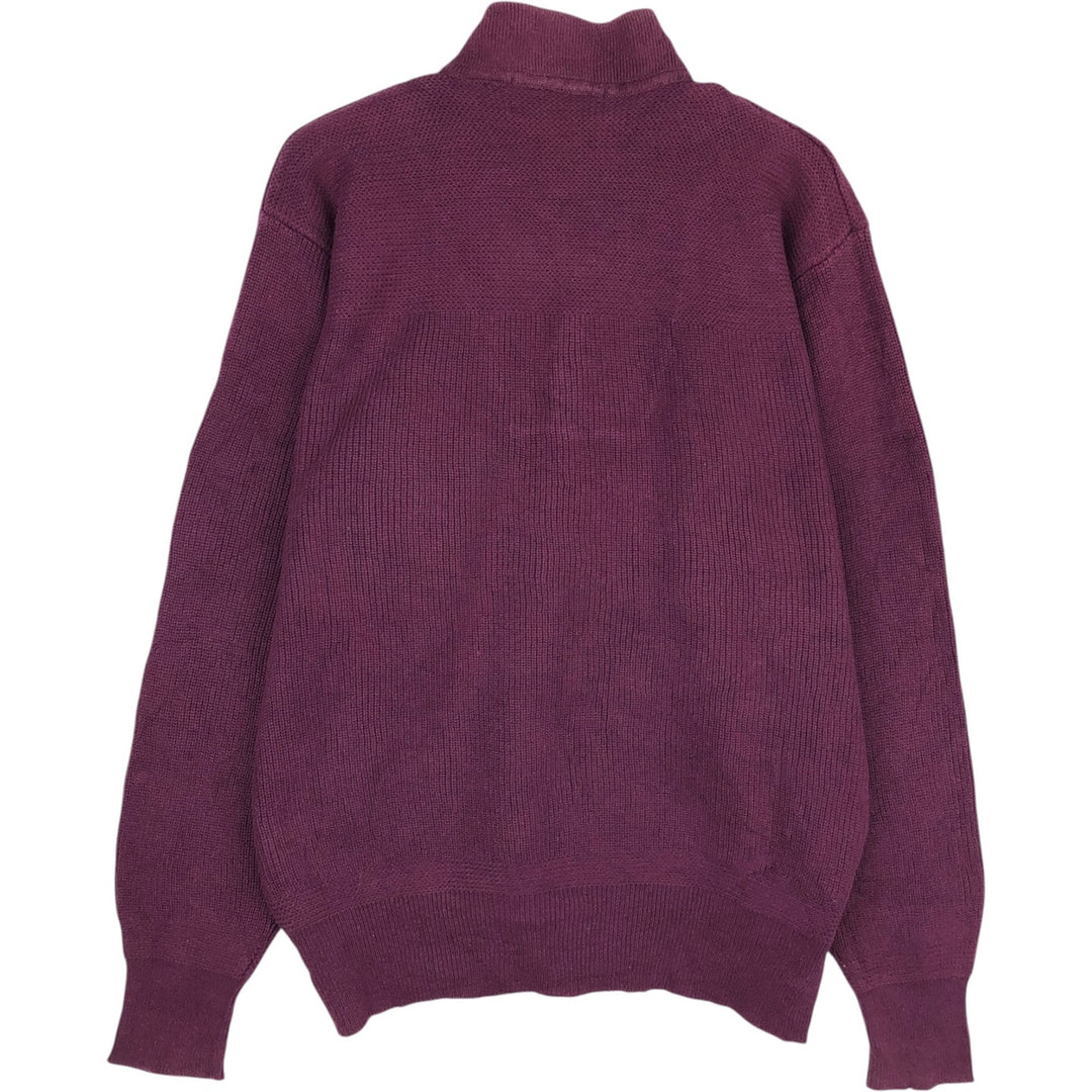 70s-80'S Eddie Bauer Black Tag Henley Neck Cotton Knit Sweater, Men's Size M (Equivalent), Vintage cotton wine-red Vintage Second Hand