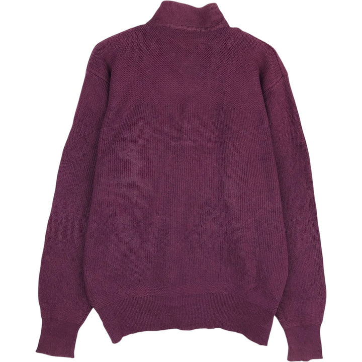 70s-80'S Eddie Bauer Black Tag Henley Neck Cotton Knit Sweater, Men's Size M (Equivalent), Vintage cotton wine-red Vintage Second Hand
