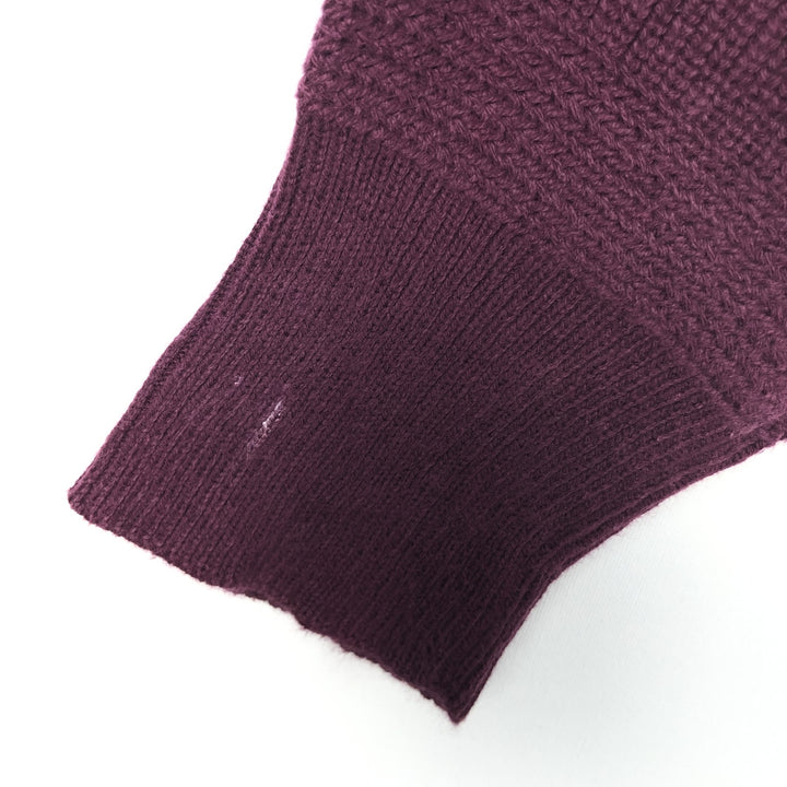 70s-80'S Eddie Bauer Black Tag Henley Neck Cotton Knit Sweater, Men's Size M (Equivalent), Vintage cotton wine-red Vintage Second Hand