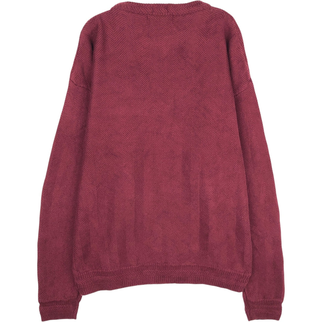 Ralph Lauren CHAPS Herringbone Cotton Knit Sweater, Men's Size Small cotton wine-red Vintage Second Hand