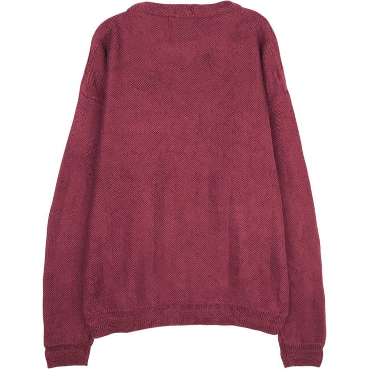 Ralph Lauren CHAPS Herringbone Cotton Knit Sweater, Men's Size Small cotton wine-red Vintage Second Hand
