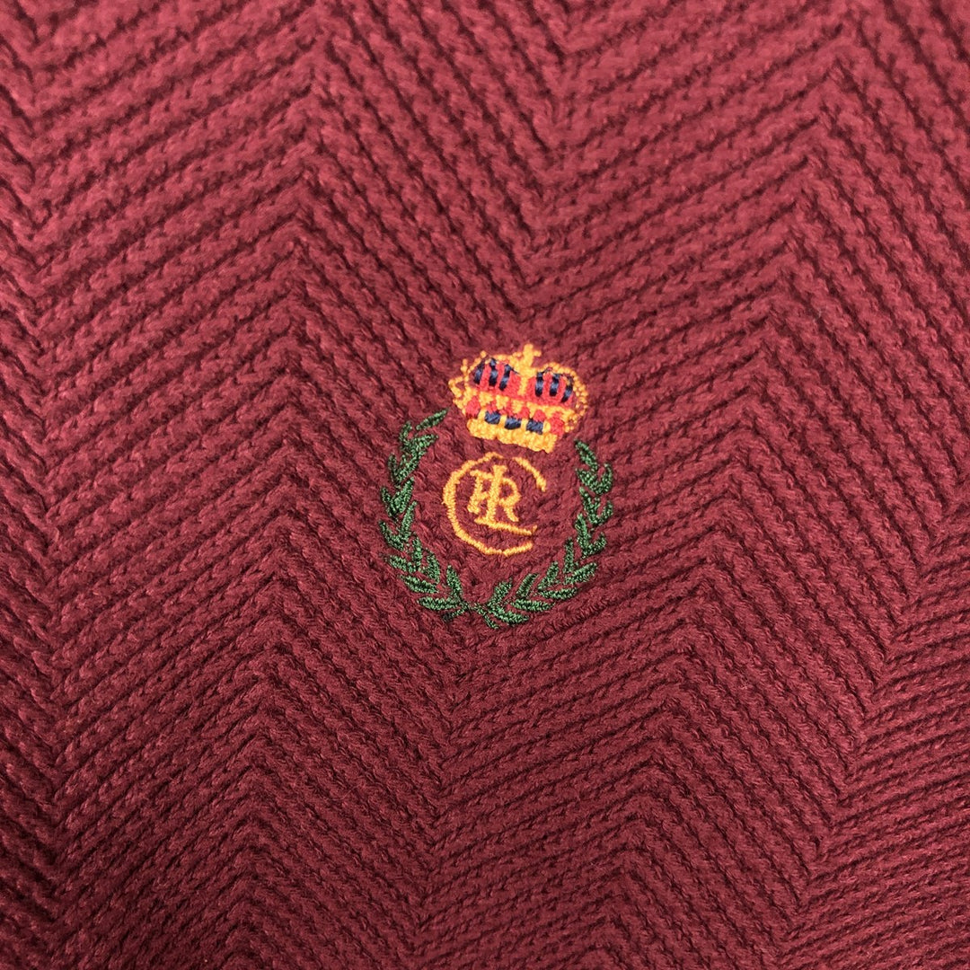 Ralph Lauren CHAPS Herringbone Cotton Knit Sweater, Men's Size Small cotton wine-red Vintage Second Hand