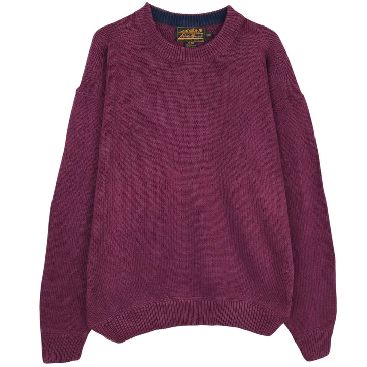 Eddie Bauer Cotton Knit Sweater, Men's M Size cotton wine-red Vintage Second Hand