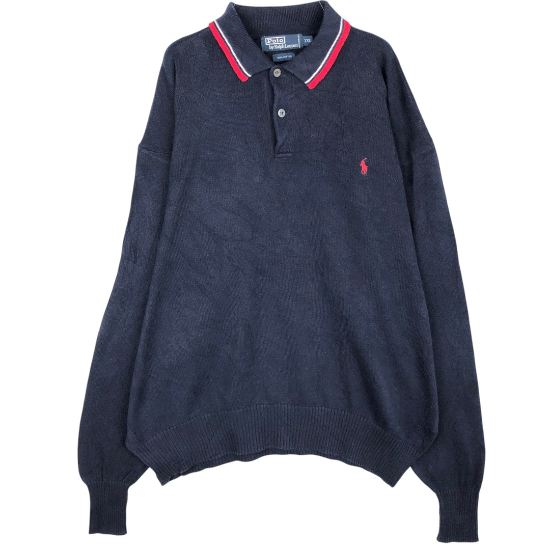 Ralph Lauren POLO by Ralph Lauren Polo Knit Sweater, Men's XXL cotton navy blue type Vintage Second Hand