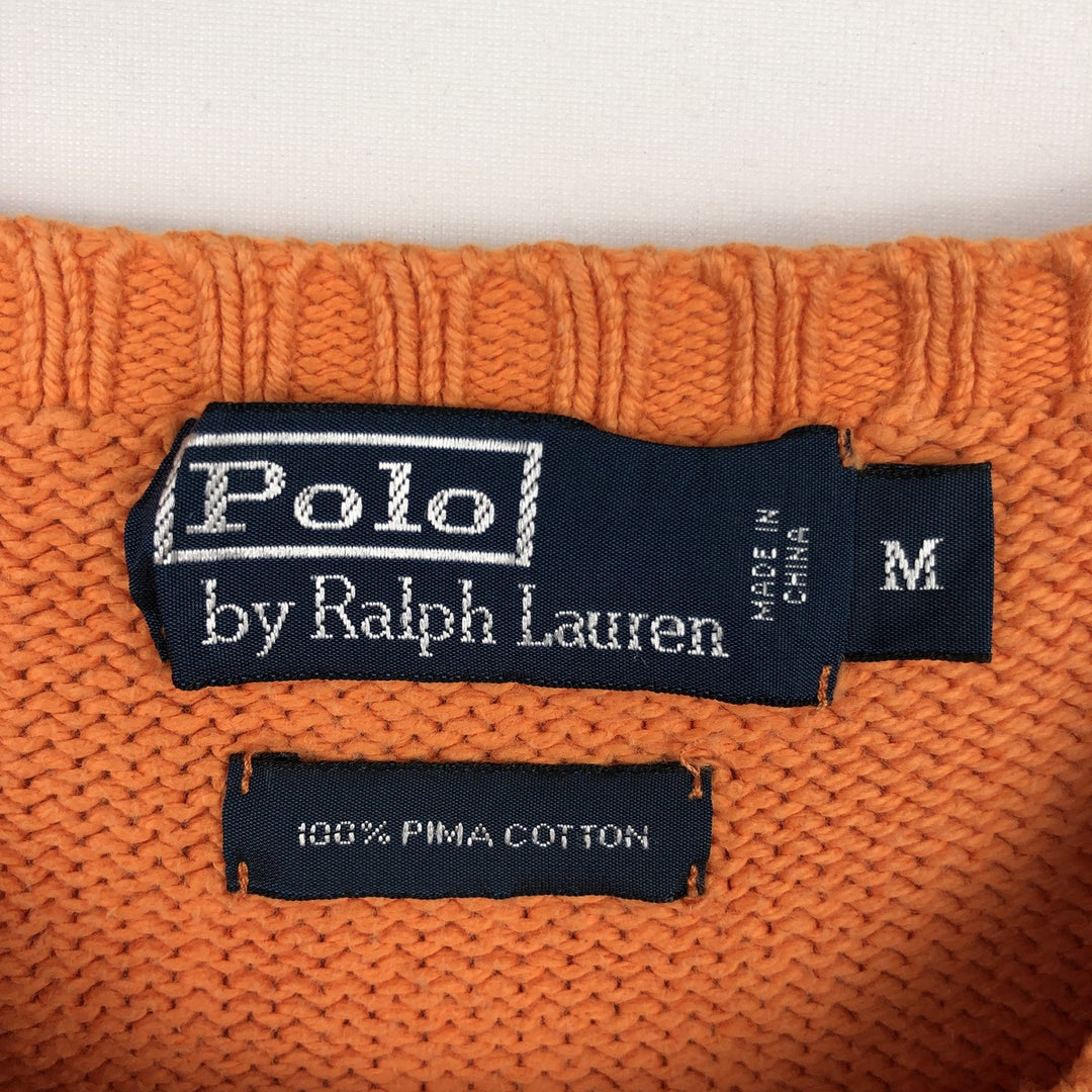 Ralph Lauren POLO by Ralph Lauren Pima cotton knit sweater, men's size M Pima Cotton orange type Vintage Second Hand