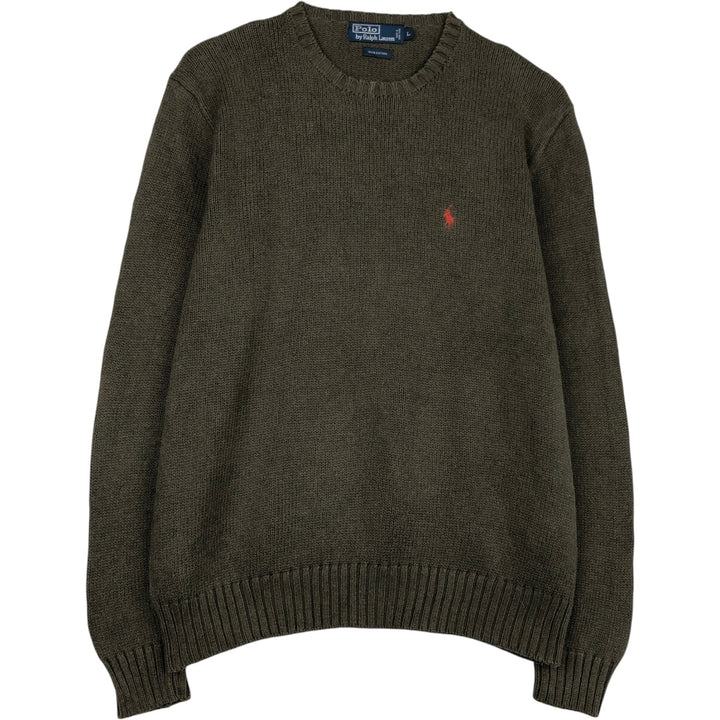 Ralph Lauren POLO by Ralph Lauren Cotton Knit Sweater Men's L size cotton Khaki type Vintage Second Hand