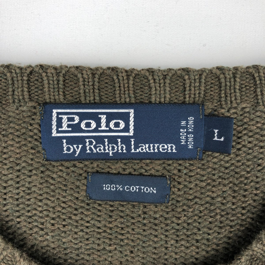 Ralph Lauren POLO by Ralph Lauren Cotton Knit Sweater Men's L size cotton Khaki type Vintage Second Hand