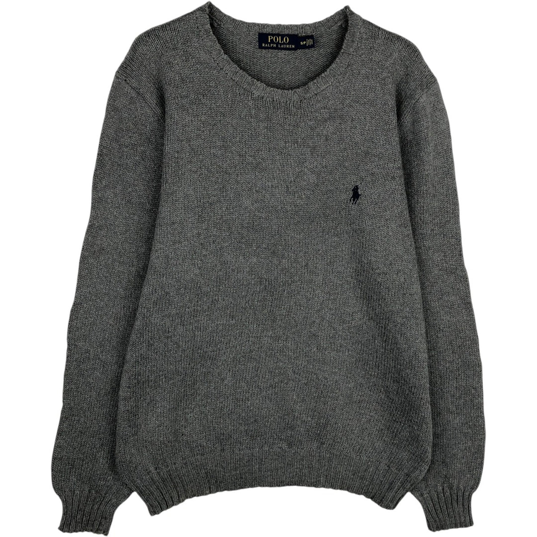 Ralph Lauren POLO RALPH LAUREN cotton knit sweater, men's size S cotton gray type Vintage Second Hand