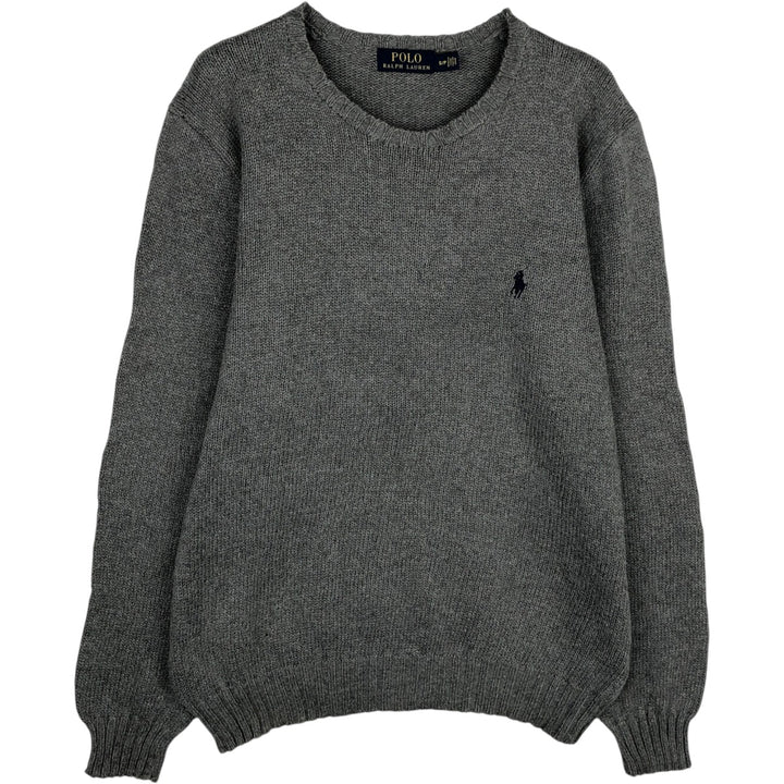 Ralph Lauren POLO RALPH LAUREN cotton knit sweater, men's size S cotton gray type Vintage Second Hand
