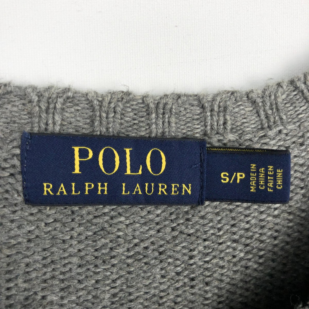 Ralph Lauren POLO RALPH LAUREN cotton knit sweater, men's size S cotton gray type Vintage Second Hand