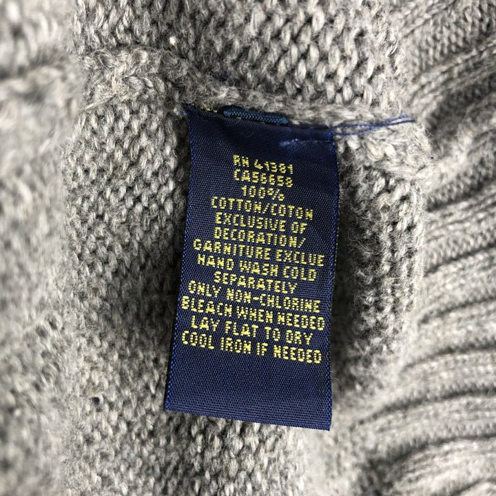 Ralph Lauren POLO RALPH LAUREN cotton knit sweater, men's size S cotton gray type Vintage Second Hand